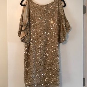 Adrian Mattox gold sparkle dress. Sz 4.